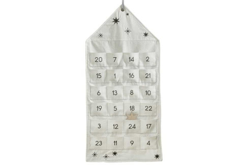 Adventní kalendář Domeček s kapsami a dřevěnou hvězdou
